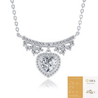 Oxidation-Resistant 925 Sterling Silver Moissanite Heart Pendant Necklace-52 moissanite beads (with GRA certification)