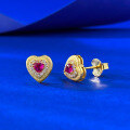 wholesale S925 Silver Gold-Plated Heart Brushed Small Stud Earrings, Stylish and Versatile with a High-End Feel, Mu Jing Jewelry Spring and Summer New Collection-0-2