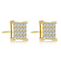 Metal French Light Luxury Lady Earrings, Wholesale Direct.-Square geometric stud earrings [K yellow]
