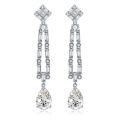 wholesale Metal material first, MuJing Jewelry Cross-Border New European and American Padparadscha 5-Carat High-Carbon Diamond Teardrop 10*14 Long Tassel Earrings-0-4
