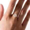 wholesale Golden S925 Silver Moissanite Ring with Oval Center Stone and Baguette Side Stones Three-Stone Combination Design Women's Popular Style-0-3