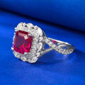 wholesale S925 Silver 7*7 Pigeon Blood Red Ring, New Style Ins Simulation Ring for Foreign Trade Hot Sale by Mujing Jewelry-0-1