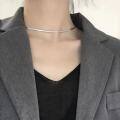 wholesale S925 silver flat snake chain short necklace, geometric personality charm women's neck accessory D8273-0-1