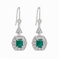 wholesale S925 Sterling Silver Ear Hook New Style Emerald Gemstone Earrings for Women Wholesale Factory-0-4