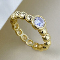 wholesale 925 Silver Plated with 18K Gold, 5mm High-Carbon Diamond, Ins-Style Beaded Stack Ring, Fashion Jewelry-R1350 Gold No. 8