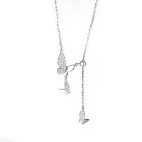 wholesale 925 Sterling Silver New Butterfly Necklace for Women, Minimalist Small Fresh Style, Internet Popular Forest Series Flow Adjustable Choker-Cool Tassel Butterfly Necklace/Approx. 2.79g&gt;TL012948