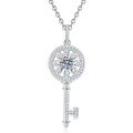 S925 Sterling Silver Moissanite Sunflower Key Pendant Necklace-0-3