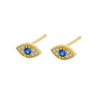 wholesale 925 Sterling Silver Wholesale Demon Eye Ear Pins With Micro-inlaid Zirconia,。-E2931-Gold 925 Silver