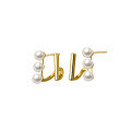 wholesale S925 Sterling Silver Synthetic Pearl Double Layer Bar Earrings Sweet and Unique Elegant Women's Ear Jewelry M02309-0-4