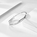 wholesale Metal Material S990 Pure Silver, Smooth Solid Silver Bangle for Women, Adjustable Push-Pull Style, Elegant Mother's Bracelet, Silver Bracelet Gift for Girlfriend-0-2