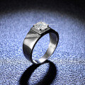 Platinum-Plated S925 Sterling Silver Moissanite Men's Ring, Minimalist and Elegant-0-1