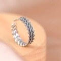 wholesale 925 Silver Wheat Ear Ring for Women, Fashionable, Individual, Minimalist, Artistic Twist Design Retro Open Adjustable Ring-0-2