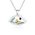 wholesale Designer-style high-end gemstone pendant "Lake in the Eyes" S925 silver enamel natural topaz necklace pendant-0-7