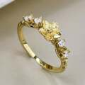 wholesale S925 Sterling Silver Plated with 18K Gold Flower Small Zircon Inlaid High-end Fashion Fine Ring for Women-0-0