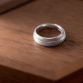 wholesale 925 Sterling Silver Brushed Matte Minimalist Vintage Plain Couple Rings for Men and Women R00201-0-1