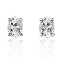 PT950 Gold Plated 925 Sterling Silver Moissanite Stud Earrings-5*7 cubic zirconia (diamond shape)  925 silver