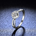 Silver D Color Moissanite Flower Ring, 1 Carat, Live Stream Wholesale-0-3