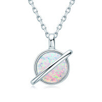 S925 Silver Saturn Orbit Opal Pendant Necklace-Style A [Clearance Sale with Free Shipping]  925 Silver