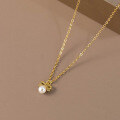 wholesale S925 Sterling Silver Fresh Sweet Ins Style Small and Unique Design Sense Personality Bow Pearl Necklace Y01838-0-4