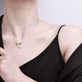Sterling Silver Moissanite Bow Pendant Necklace for Women-0-2
