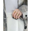 wholesale S925 Sterling Silver JA680 Trendy Niche Design Textured Geometric Square Inlaid Moonstone Open Ring-0-1