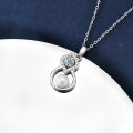 S925 Sterling Silver Moissanite Gourd Pendant Necklace with Freshwater Pearls-0-1