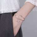 wholesale S925 Sterling Silver Korean-style Luxury Internet-favorite Cross Pearl Double-layer Versatile Hong Kong-style Bracelet-0-2