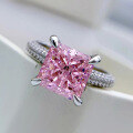 wholesale 925 Sterling Silver Fashion Crystal Jewelry European and American Geometric Diamond-Cut Pink Zircon Ring-0-1