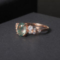 wholesale 925 Sterling Silver Rose Gold Gemstone Ring, Fashionable and Unique High-Quality Natural Moss Agate Ring for Women, Does Not Fade-0-1