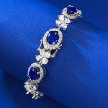 wholesale Metal Material: 925 Silver, New Style Simulated Sapphire 6*8mm Oval Royal Blue Bracelet, Daily Classic Live Streaming Best Seller-0-1