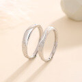 wholesale Metal Material: 925 Sterling Silver A pair of minimalist open-adjustment couple rings in Japanese and Korean style, lightweight luxury, suitable for engraving, an idealgift-0-2