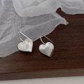 wholesale S925 Sterling Silver Heavy Workmanship Heart Earrings, Ear Hook for Women, Korean New Style, Niche French-inspired Peach Heart, Minimalist Wind Ear Accessories-0-3