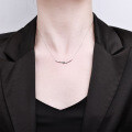 Metal Micro-Pave Moissanite Minimalist Smile Necklace, Women's Versatile Fashion Pendant-0-2