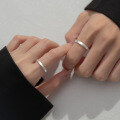 wholesale S925 Silver Frosted Plain Couple Ring Korean Style Geometric Elegant Accessory R00167-0-1
