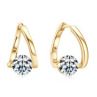 Sterling Silver New S925 Shiny Diamond Stud Earrings for Women-Gold  925 Silver