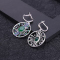 wholesale 925 Silver Designer Natural Gemstone Earrings, Luxurious High-End Accessories Natural Green Agate Stud Earrings-0-2