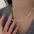 wholesale S925 Sterling Silver Wantaolian Flash Flake Plain Chain Necklace for Women, New Versatile Universal Collarbone Chain-0-1