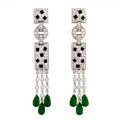 wholesale Metal: 925 Silver Gold Plated Pendant chain earrings with high-carbon diamond, Muso green, Cartier-inspired panther, luxurious jewelry for women-0-4