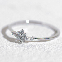 wholesale 18K White Gold Manufacturer Direct Sales Sparkling Diamond Ring Women's Custom Processing Zircon Tail Ring One-Piece Drop Shipping-9K Gold-Moissanite HK 13#