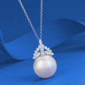 wholesale S925 Silver Metal 16mm Pearl Necklace Pendant Women's Light Luxury Daily Fashion Style Wholesale-0-3