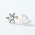wholesale S925 Sterling Silver New Fashion Minimalist Small Orchid Freshwater Pearl Ring for Women with Color-Specific Electroplating-0-2