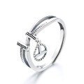 wholesale 925 Sterling Silver Minimalist T-Line Round Ring Letter Pendant Tassel Korean Dongdaemun High-End Feel-0-4