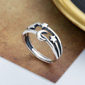 wholesale S925 Sterling Silver Minimalist Creative Trendy Star Moon Ring Ins Forest Style Index Finger Ring for Women-0-0