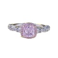 wholesale S925 silver new 5*5mm dazzling sparkling pink diamond square ring for women, fashionable-0-4