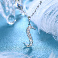 Metal Alloy Creative 26-Letter Simple Moissanite Necklace with Advanced Group Setting-0-1