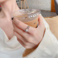 wholesale S925 Sterling Silver Small Chanel-style Five-pointed Star Pearl Line Irregular Ring Korean-Japanese Fashion Elegant Index Finger Ring for Women-0-3