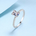 wholesale Pt950 plated S925 silver ring with radiant cut moissanite, direct from manufacturer wholesale-0-0