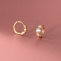 wholesale S925 Sterling Silver Cake Edge Three-Diamond Ear Hoop, Simple and Cute Mini Zircon Ear Stud M01873-0-3