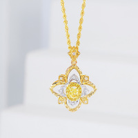 wholesale S925 Sterling Silver Red Elk Full Body Necklace for Women, Vintage Style Italian Craft Hollow Diamond Fashion Pendant Necklace-BX0285-Gold 925 Silver