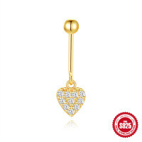wholesale S925 Sterling Silver Vertical Bead Threaded Cartilage Earring with Heart Moon Diamond Flower-Single gold #11